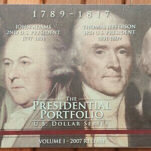 2007 Presidential Portfolio Dollar Coin Series Adam Jefferson Washington Madison